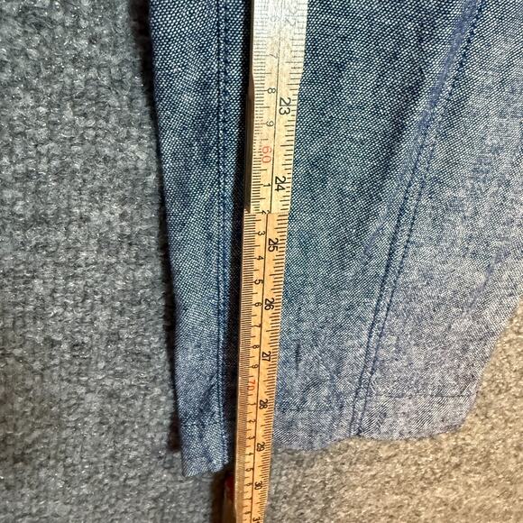 Old Navy Pants Womens Medium Blue Linen Blend Cropped Stretch Waist Boho - Picture 5 of 12